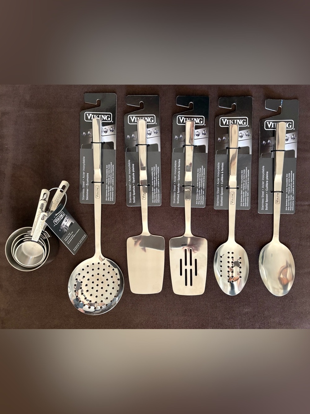 Set of 5 Viking Cooking Utensils + Measuring Cups - Stainless Steel